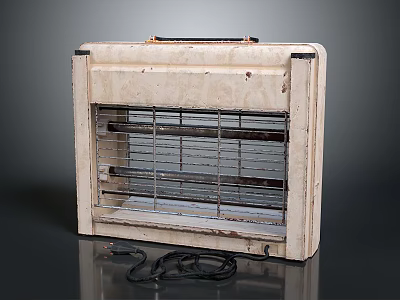 Vintage kitchen appliance featuring metal grid beige casing heating element and power cord 3d model