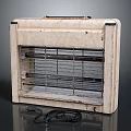 Vintage kitchen appliance featuring metal grid beige casing heating element and power cord