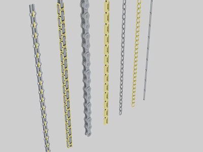 Different Metal Chains in Gold and Silver with Various Link Patterns 3d model