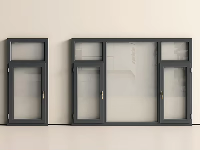 Modern Black Frame Casement Windows With Clear Glass And Sleek Structure 3d model