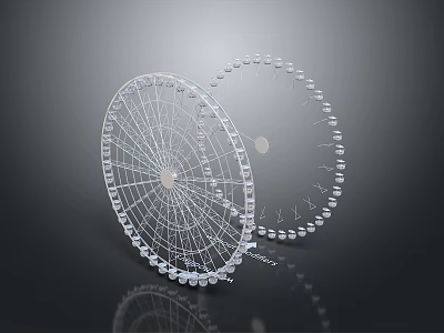 Two Transparent Circular Mesh Structures With Ring Edges On Dark Background 3d model