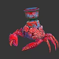 Red Crab Sculpture With Colorful Decorative Top Container And Intricate Design Details