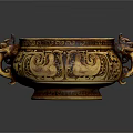 Ancient Ornate Ceramic Vessel Featuring Dragon Handles And Intricate Gold Decorative Patterns 3d model