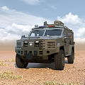 Gray Armored Military Car With Police Lights For Off Road Use