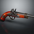 Vintage Revolver With Wooden Grip And Engraved Metal Components