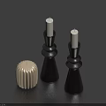 Minimalist Home Decor With Black Candle Holders White Candles And Textured White Accessory