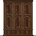 Traditional Wooden Wardrobe With Intricate Carved Doors And Bottom Drawers For Storage
