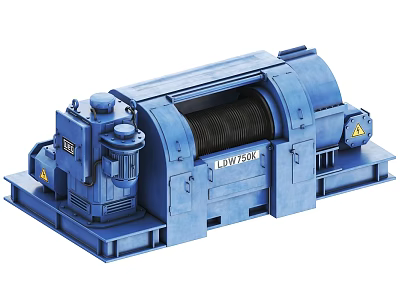 Blue Heavy Duty Industrial Equipment With Drum Motor Base And Mechanical Structure 3d model