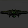 Sci Fi Mechanical Spaceship Model Featuring Curved Structure Green Glowing Elements And Intricate Surface Patterns 3d model