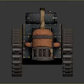 Vintage Steampunk Tank With Metal Tracks Copper Chimney And Riveted Details