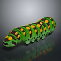 Green Caterpillar Shaped Plush Toy With Black And Orange Spots For Daily Use