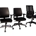 Three Different Black Office Chairs with Adjustable Arms and Rolling Casters Ergonomic Design for Workspace