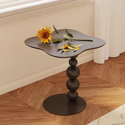Modern Stylish Side Table With Irregular Top Spherical Base And Sunflower Decoration 3d model