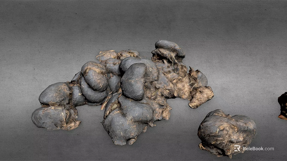 Natural Black Irregular Rock Clusters With Rough Surface And Earthy Texture 3d model 