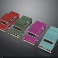 Vibrant Retro Toy Cars Display in Red Green Pink Blue Colors