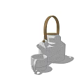 Modern Tea Set With Concrete Teapot And Mug Featuring Speckled Texture And Wooden Handle