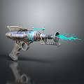 Futuristic Sci Fi Weapon Gun With Blue Electric Energy And Metallic Design