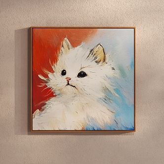 Modern Cat Hanging Painting Decorative Painting Art Cream Style Simple 3d model