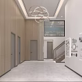 Modern Office Reception Area With Design Works On Walls And Marble Counter