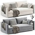 Gray And White Sofa Design With Striped Blankets Pillows And Decorative Balls