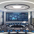 Comprehensive Command Hall of Modern Monitoring Room 3d model