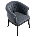 Elegant Gray Fabric Single Sofa With Tufted Back And Decorative Armrest Wooden Legs