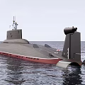 Military Submarine Weapon Sailing In Open Sea With Naval Design Features