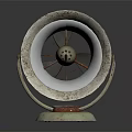Vintage Tabletop Electric Fan With Metal Blades And Rusted Base Design