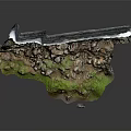 Ancient Stone Historical Ruins With Weathered Brick Layers Stones And Grass At Base