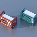 Two Colored Red And Green Cube Shaped Air Cooler Fan With Hollow Design