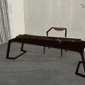 Classic Guqin Instrument on Wooden Table with Chair Gray Wall Light Floor and Green Plant