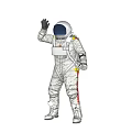 Silver Astronaut Decorative Ornament Set With Waving Pose And White Background