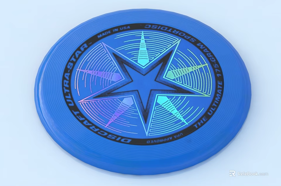Blue Ultra Star Flying Disc With Colorful Star Pattern For Outdoor Sports Games 3d model 