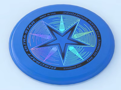 Blue Ultra Star Flying Disc With Colorful Star Pattern For Outdoor Sports Games 3d model