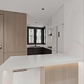 Modern Living and Dining Room Interior With Marble Dining Table Sofa Set And Large Windows