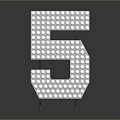 White Number 5 Decorative Furniture Stand Composed of Small Round Dots Design