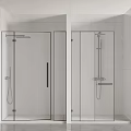 Modern Shower Head Design In Glass Enclosure With White Marble Walls