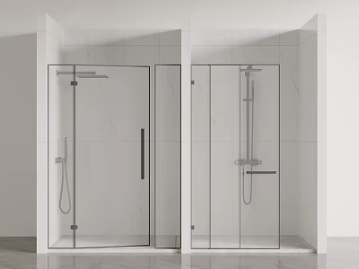 Modern Shower Head Design In Glass Enclosure With White Marble Walls 3d model