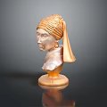 Human Head Anatomical Medical Device Model With Golden Base And Dark Background