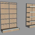 Wooden Display Shelves With Metal Frames And Multiple Tiers For Retail Product