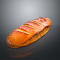 Freshly Baked Long Loaf Bread With Golden Brown Crust And Slash Marks