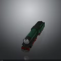 Green Steam Locomotive with Red Wheels Black Coal Tender and Number 2
