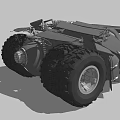 Futuristic Black Armored Car With Angular Design And Exposed Structure