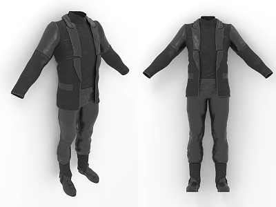 Leather Jacket Dress Black Dress Clothes 3d model