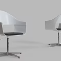 Modern Office Chair Featuring White Frame Black Seat Curved Backrest And Metal Five Star Base