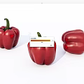 Vibrant Fresh Red Bell Peppers Three Ripe Vegetables On White Background