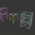 Abstract Geometric Metal Frames Structural Supports With Various Shapes And Sizes 3d model