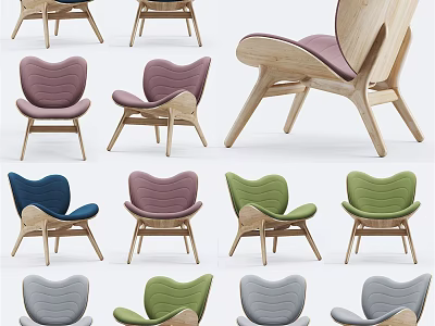 Modern Colorful Dining Chairs With Wooden Frames Comfortable Seats And Stylish Design 3d model