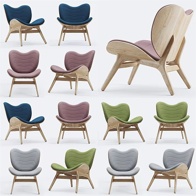 Modern Colorful Dining Chairs With Wooden Frames Comfortable Seats And Stylish Design 3d model
