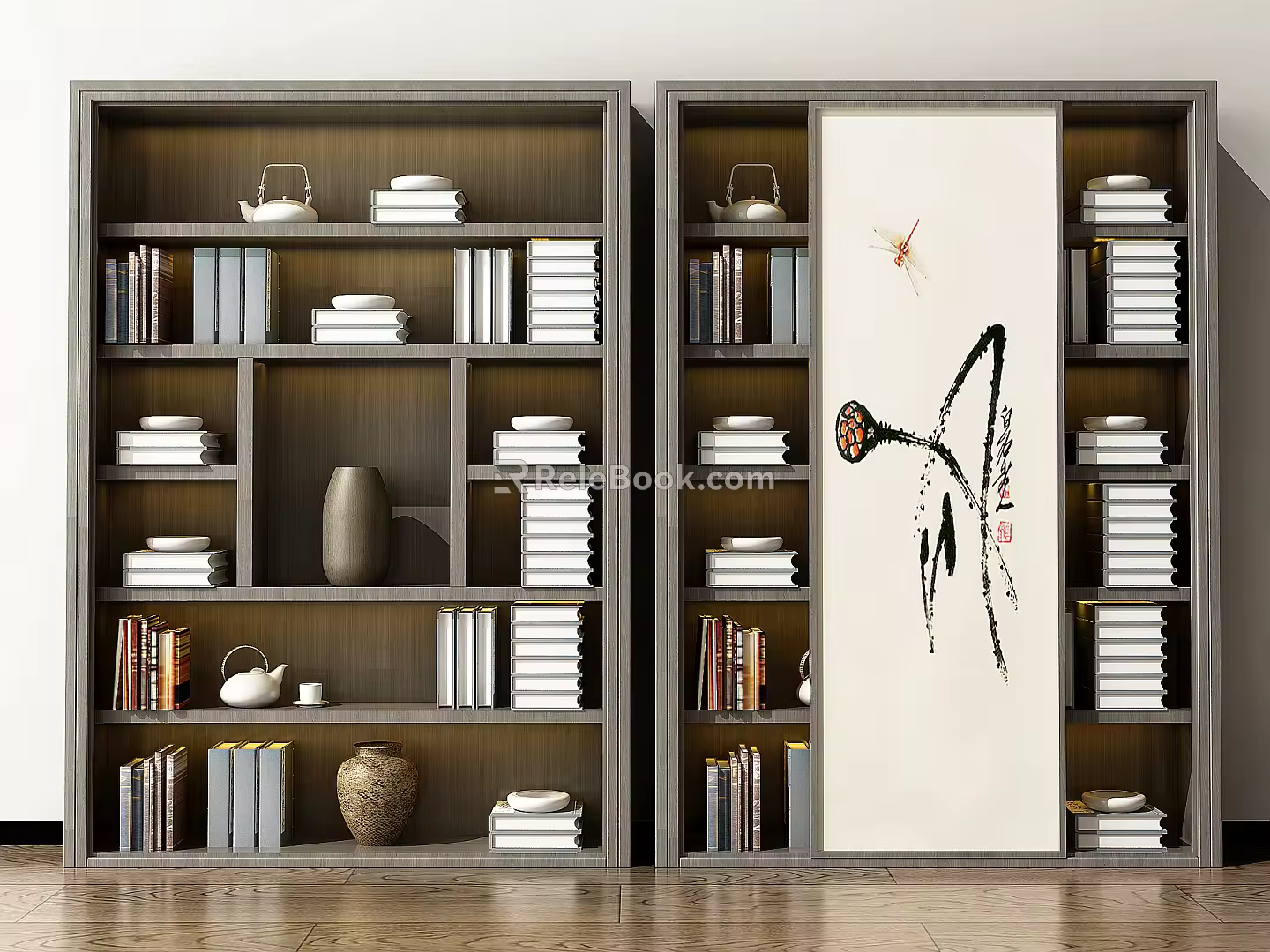 New Chinese-style Bookcase Bookshelf Display Cabinet Decorative Cabinet 3d model